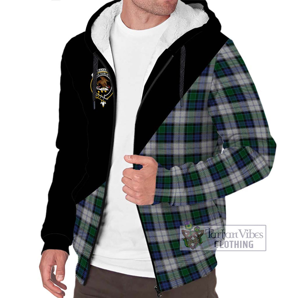 Graham Dress Tartan Sherpa Hoodie with Family Crest and Military Logo Style Unisex S - Tartanvibesclothing Shop