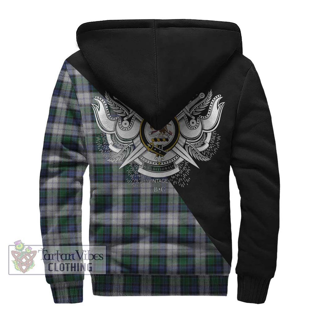 Graham Dress Tartan Sherpa Hoodie with Family Crest and Military Logo Style - Tartanvibesclothing Shop