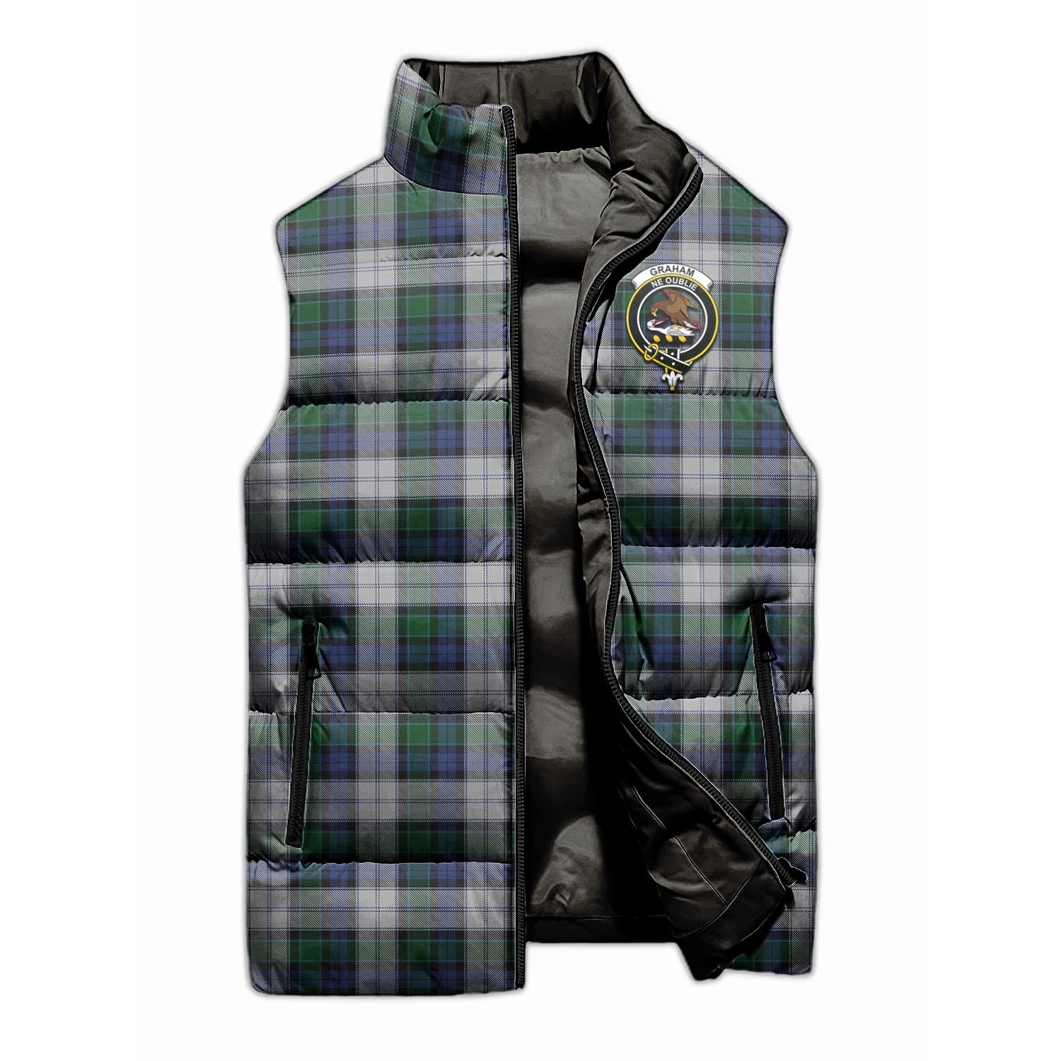 Graham Dress Tartan Sleeveless Puffer Jacket with Family Crest - Tartanvibesclothing