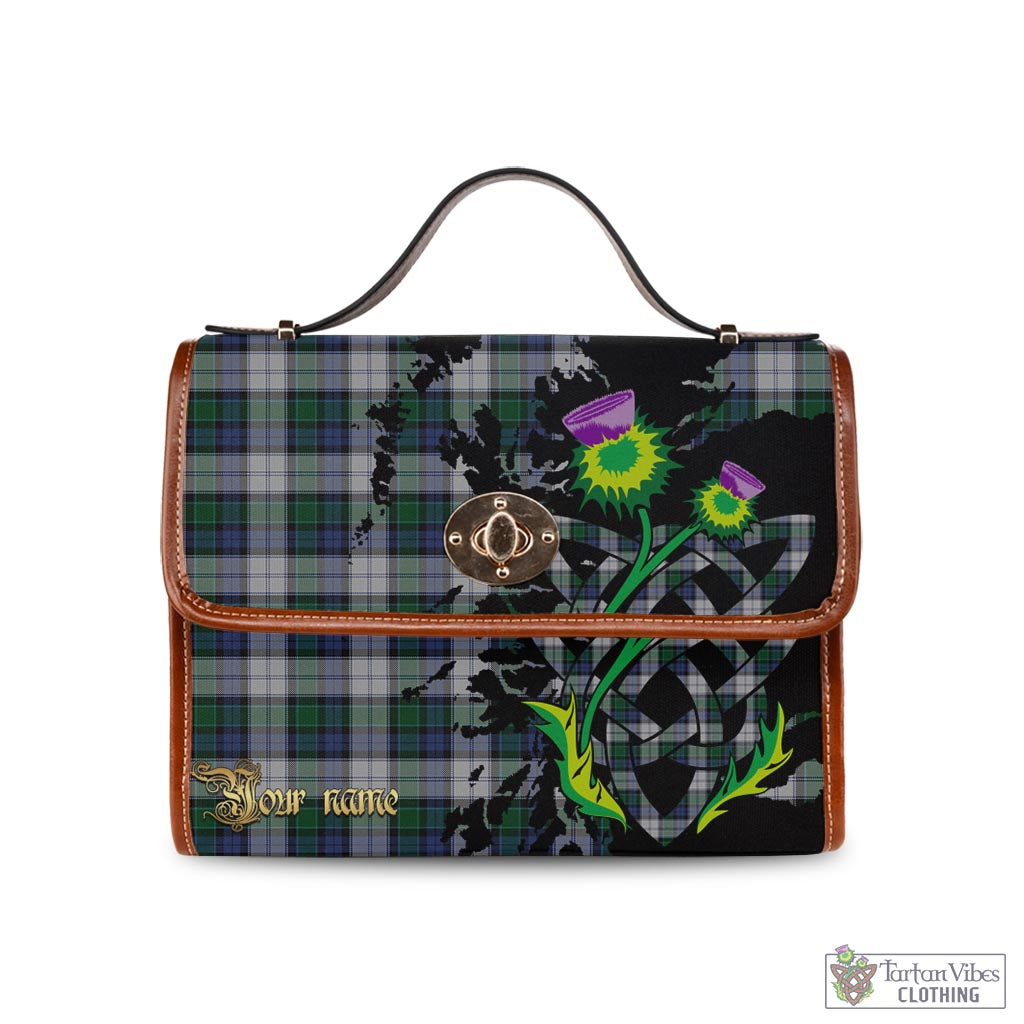 Tartan Vibes Clothing Graham Dress Tartan Waterproof Canvas Bag with Scotland Map and Thistle Celtic Accents