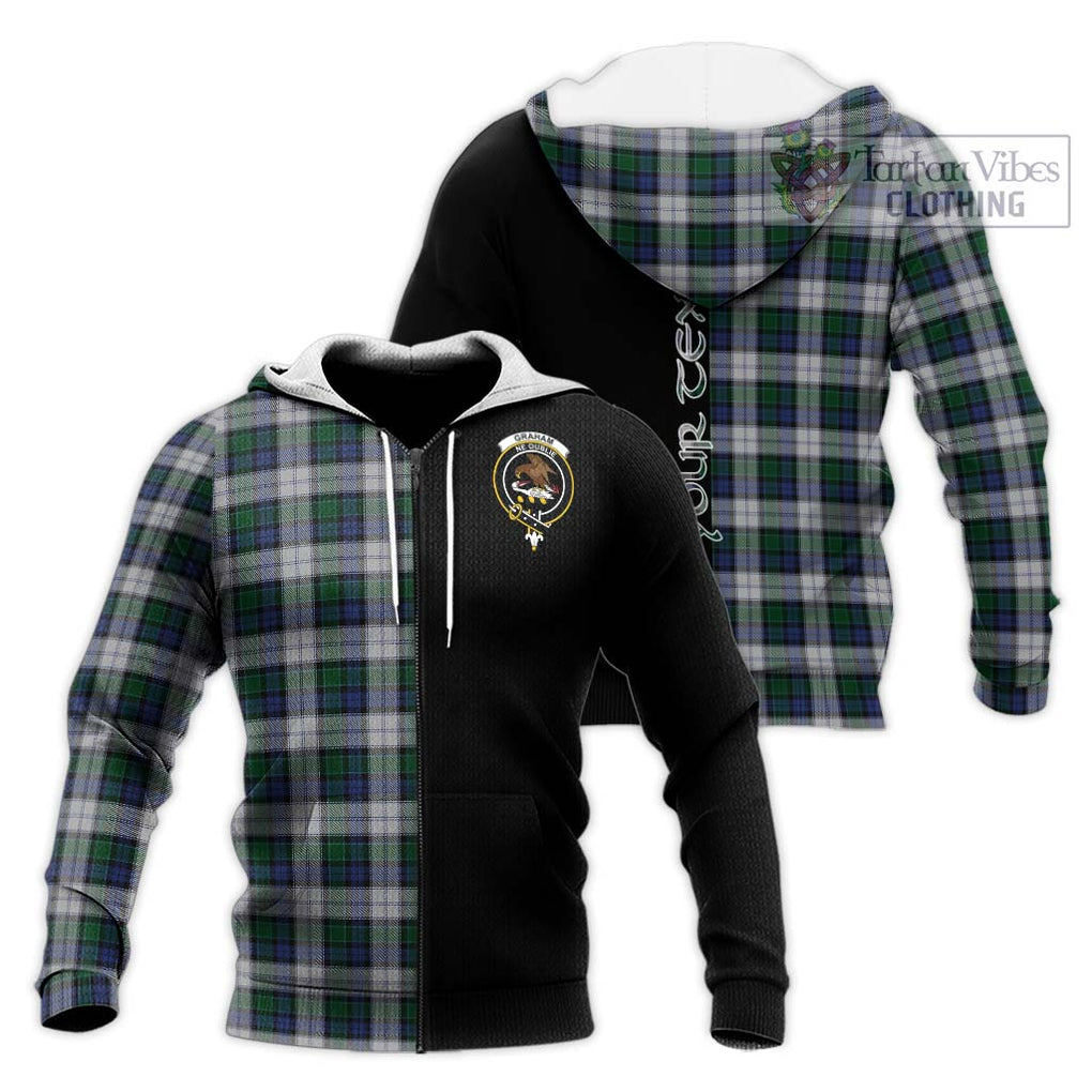 Graham Dress Tartan Knitted Hoodie with Family Crest and Half Of Me Style Unisex Knitted Zip Hoodie - Tartanvibesclothing Shop