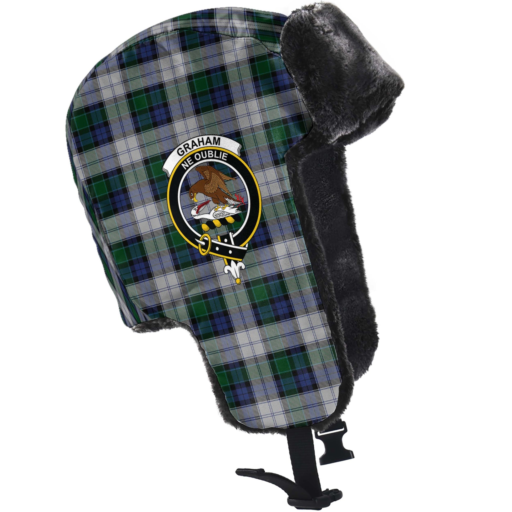 Graham Dress Tartan Winter Trapper Hat with Family Crest - Tartanvibesclothing