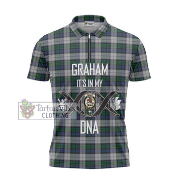 Graham Dress Tartan Zipper Polo Shirt with Family Crest DNA In Me Style