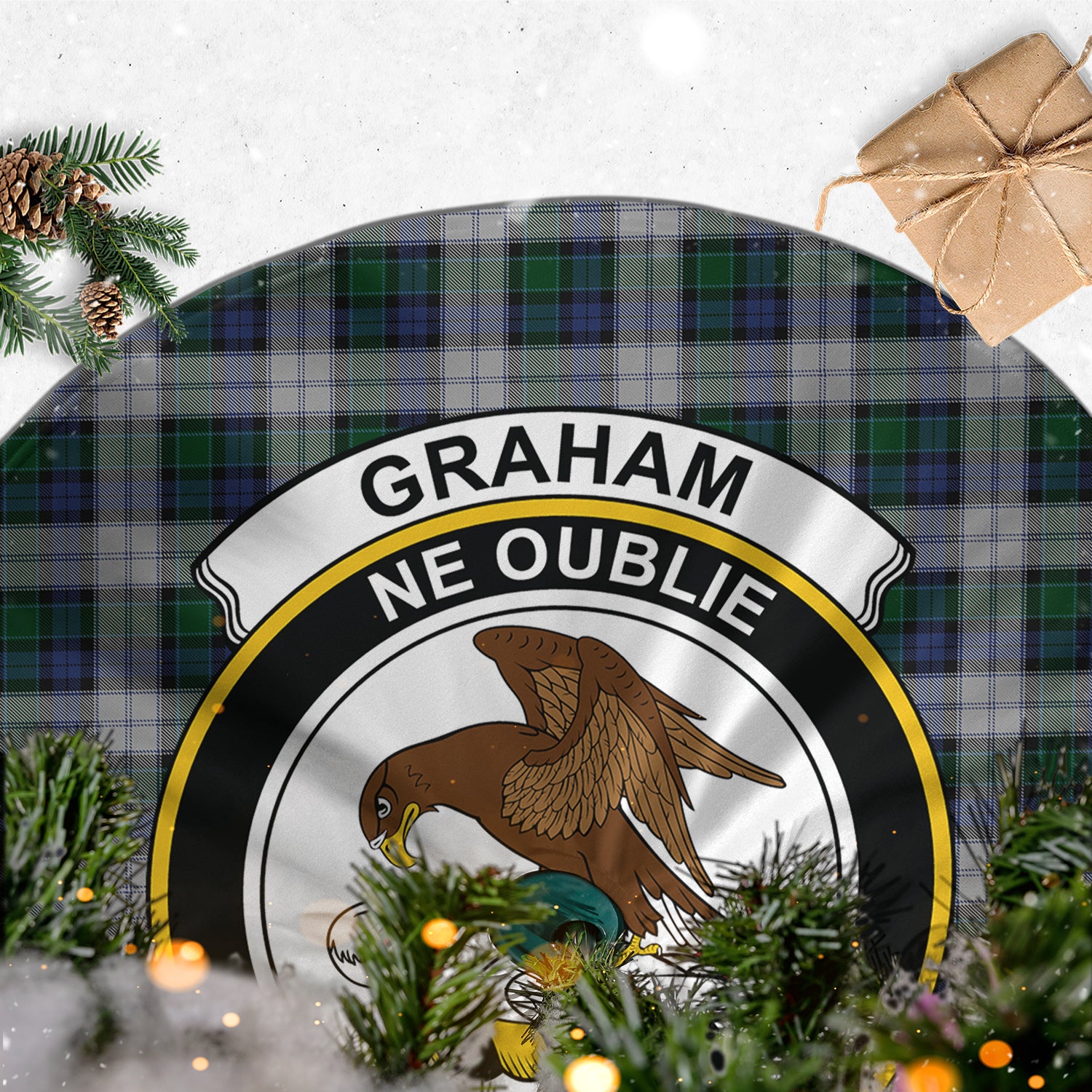 Graham Dress Tartan Christmas Tree Skirt with Family Crest - Tartanvibesclothing