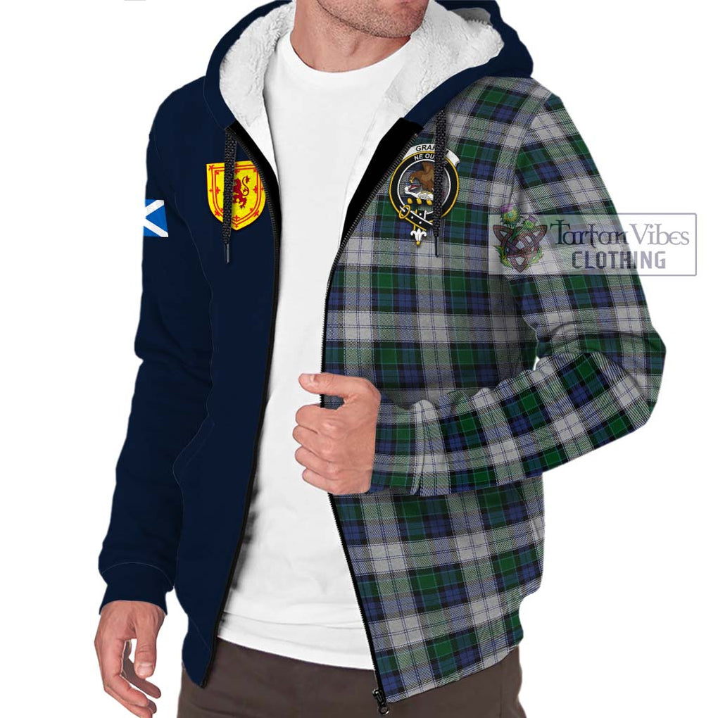 Tartan Vibes Clothing Graham Dress Tartan Sherpa Hoodie with Scottish Lion Royal Arm Half Style