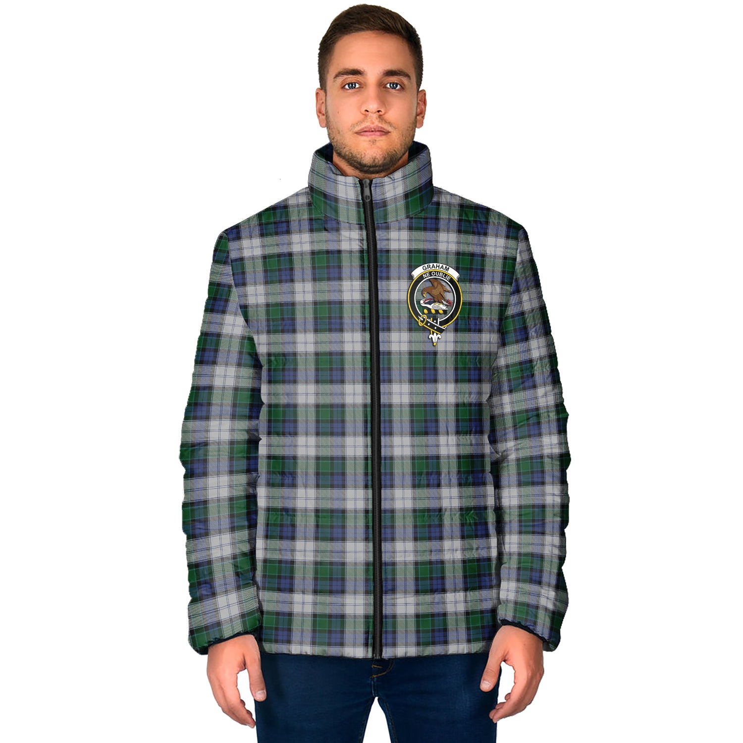 Graham Dress Tartan Padded Jacket with Family Crest - Tartan Vibes Clothing