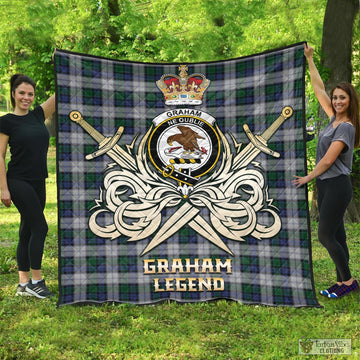 Graham Dress Tartan Quilt with Clan Crest and the Golden Sword of Courageous Legacy