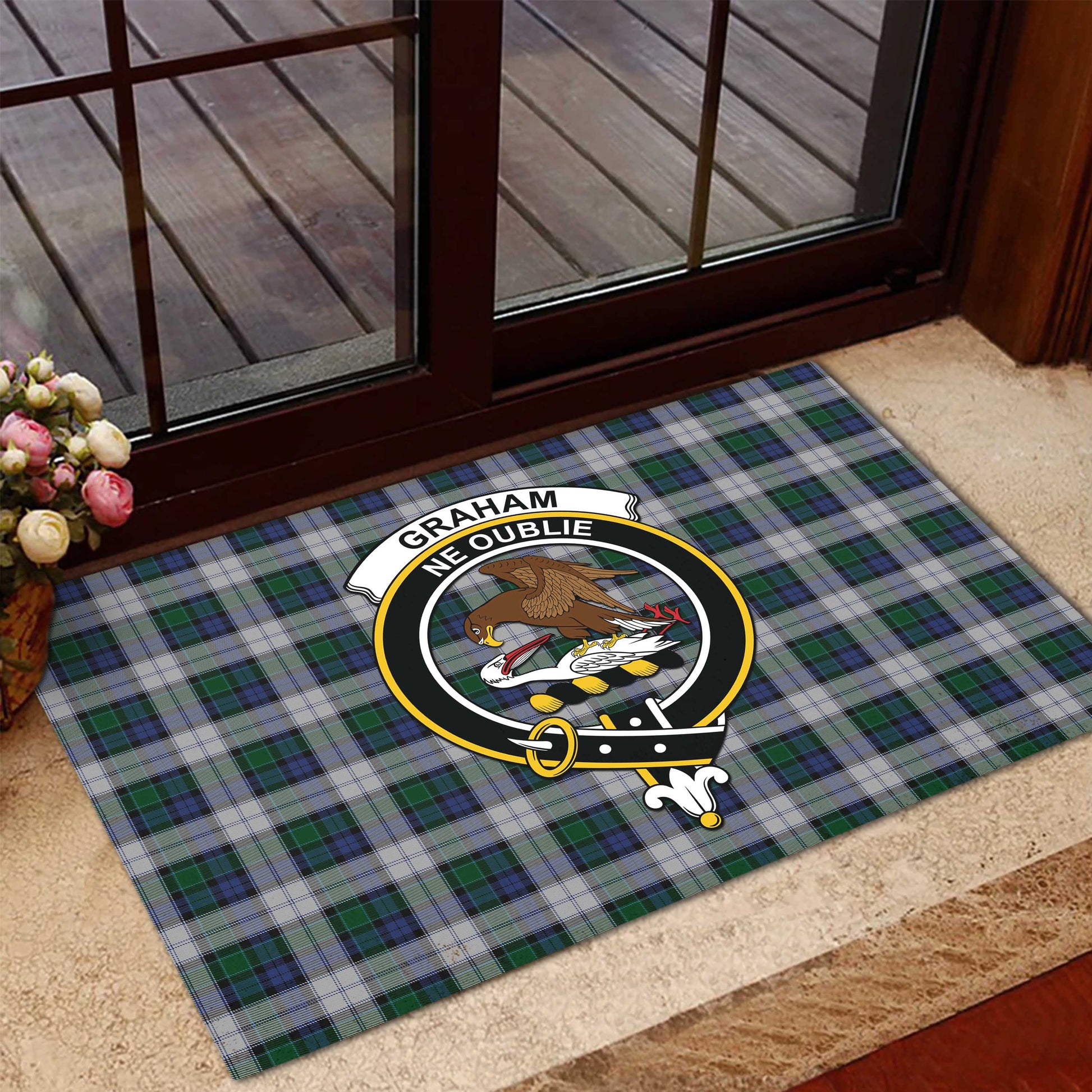 Graham Dress Tartan Door Mat with Family Crest - Tartanvibesclothing