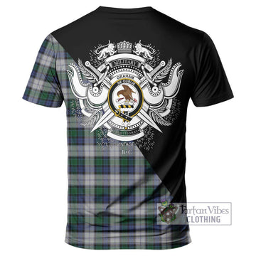 Graham Dress Tartan T-Shirt with Family Crest and Military Logo Style