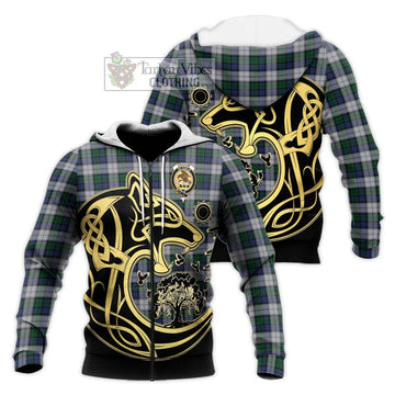 Graham Dress Tartan Knitted Hoodie with Family Crest Celtic Wolf Style