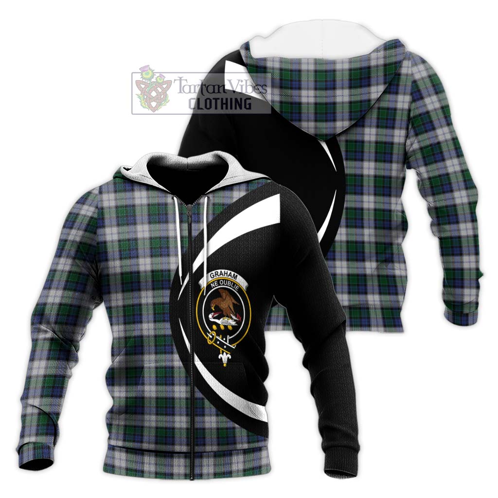 Graham Dress Tartan Knitted Hoodie with Family Crest Circle Style Unisex Knitted Zip Hoodie - Tartan Vibes Clothing