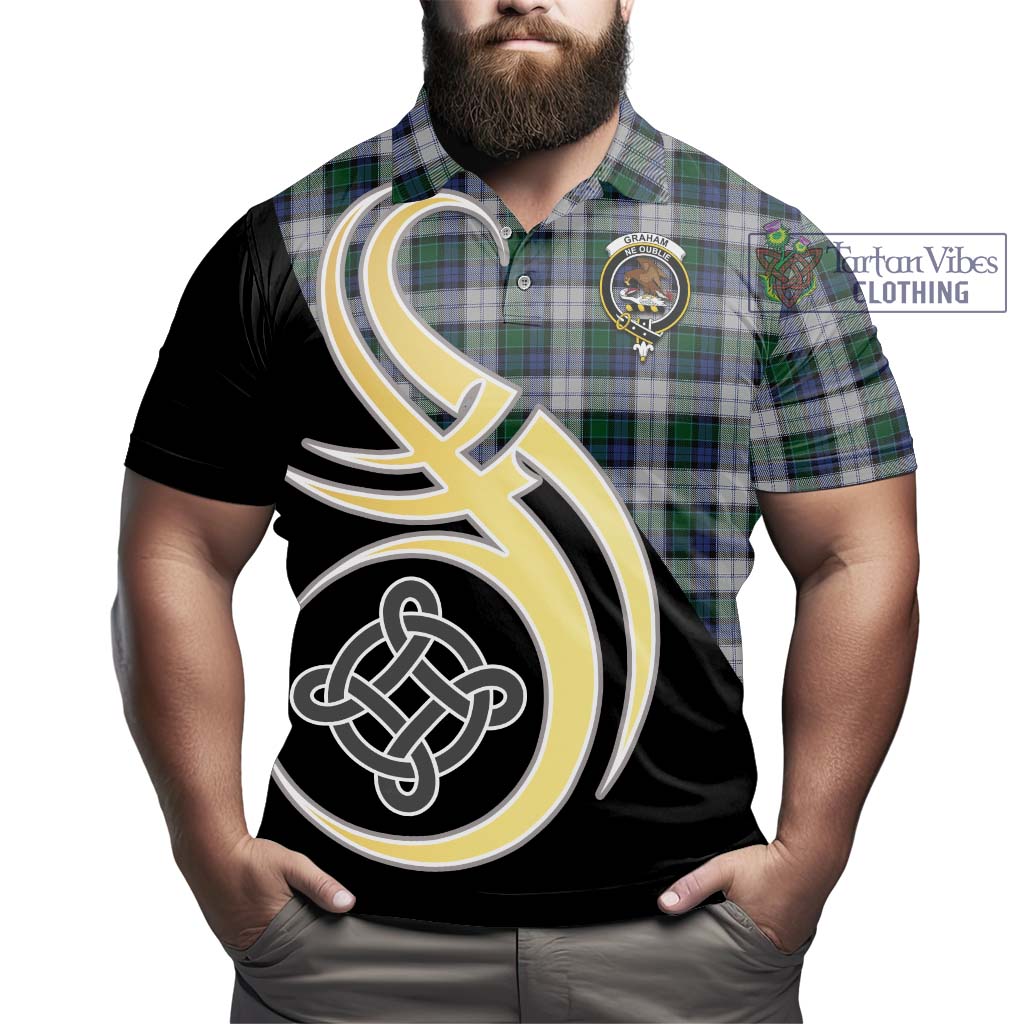 Graham Dress Tartan Polo Shirt with Family Crest and Celtic Symbol Style - Tartan Vibes Clothing