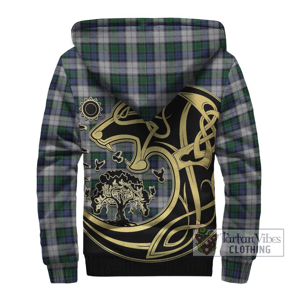 Graham Dress Tartan Sherpa Hoodie with Family Crest Celtic Wolf Style - Tartan Vibes Clothing