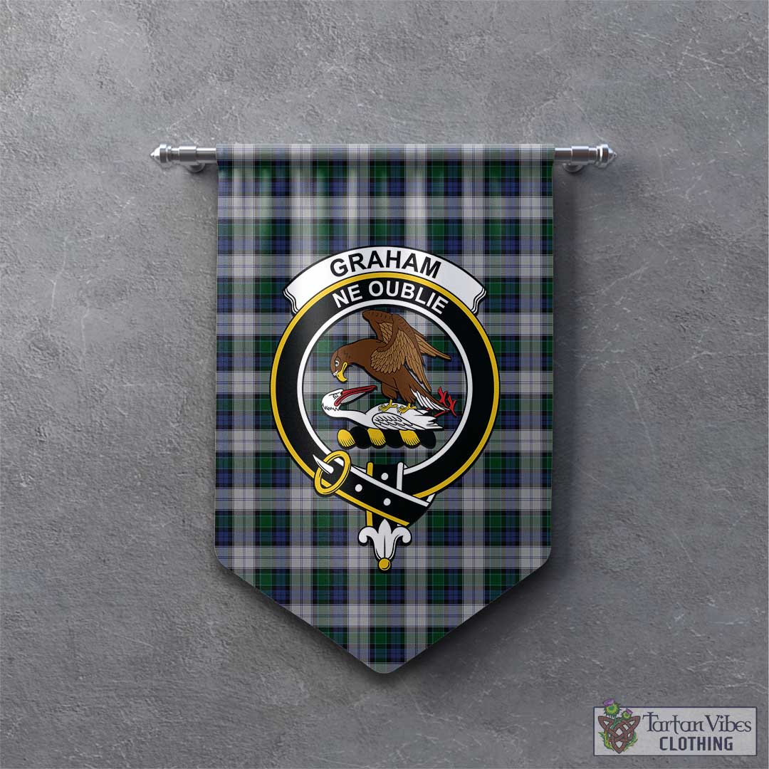 Tartan Vibes Clothing Graham Dress Tartan Gonfalon, Tartan Banner with Family Crest