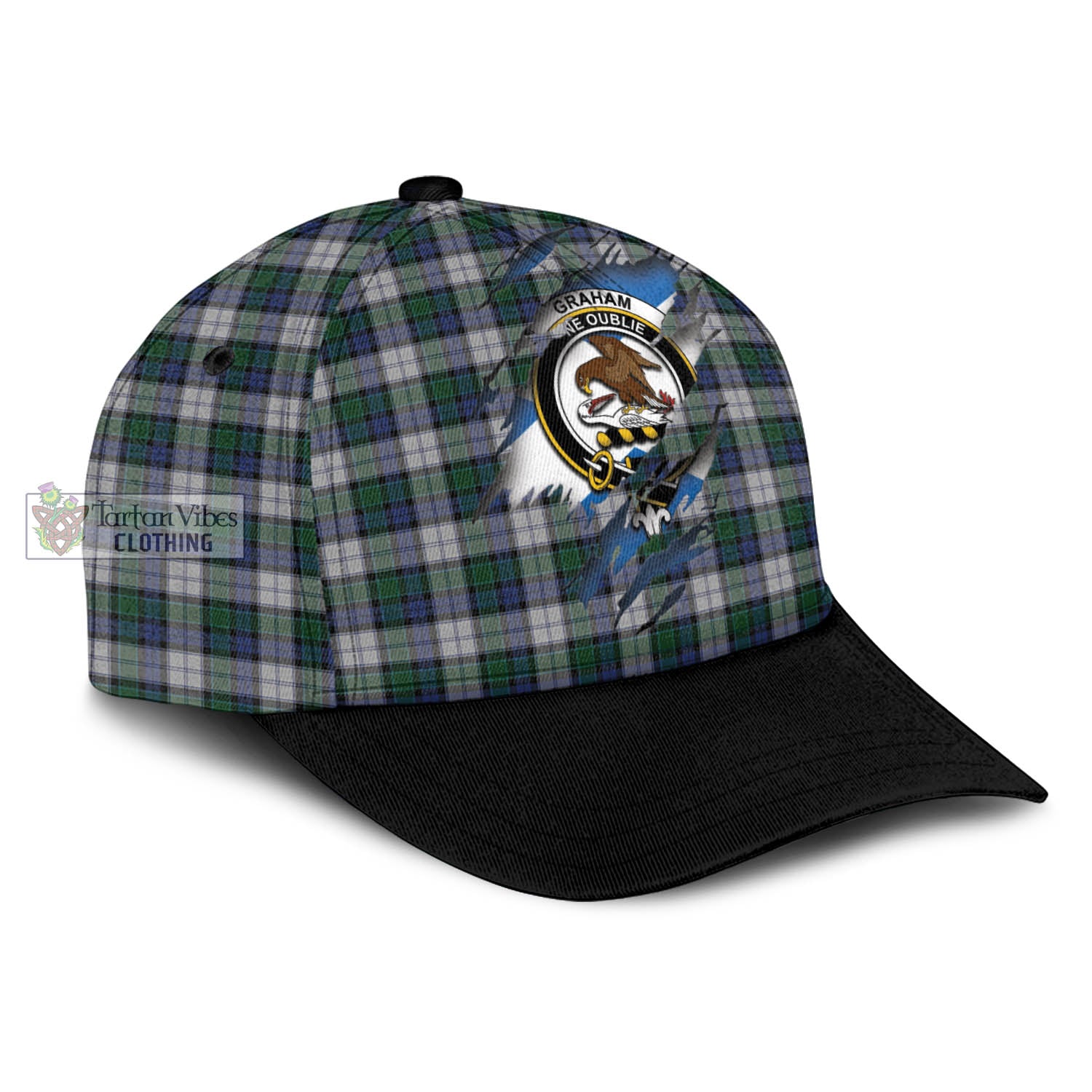 Tartan Vibes Clothing Graham Dress Tartan Classic Cap with Family Crest In Me Style