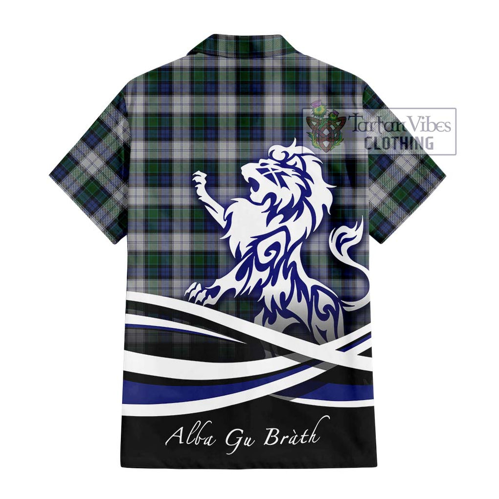 Graham Dress Tartan Short Sleeve Button Shirt with Alba Gu Brath Regal Lion Emblem - Tartanvibesclothing Shop