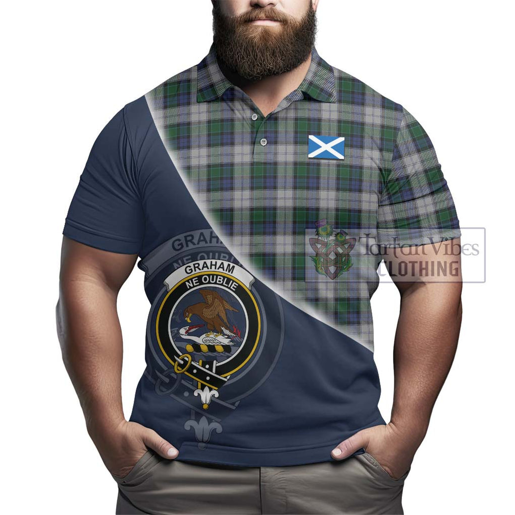 Graham Dress Tartan Polo Shirt with Personalised National Flag and Family Crest Half Style - Tartanvibesclothing Shop