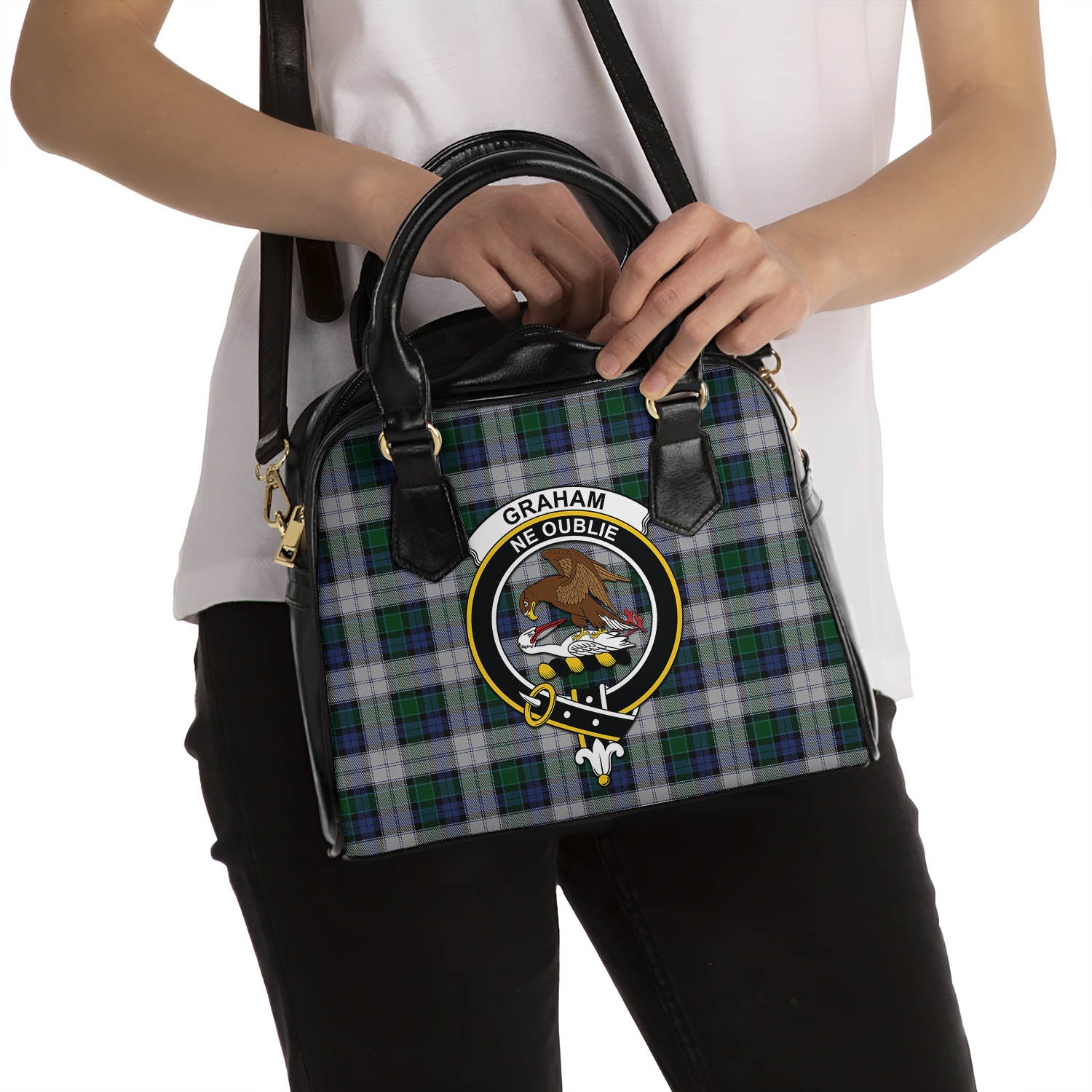 Graham Dress Tartan Shoulder Handbags with Family Crest - Tartanvibesclothing