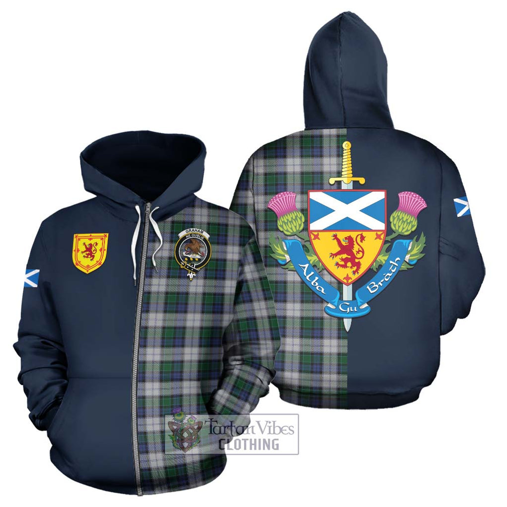 Tartan Vibes Clothing Graham Dress Tartan Hoodie with Scottish Lion Royal Arm Half Style