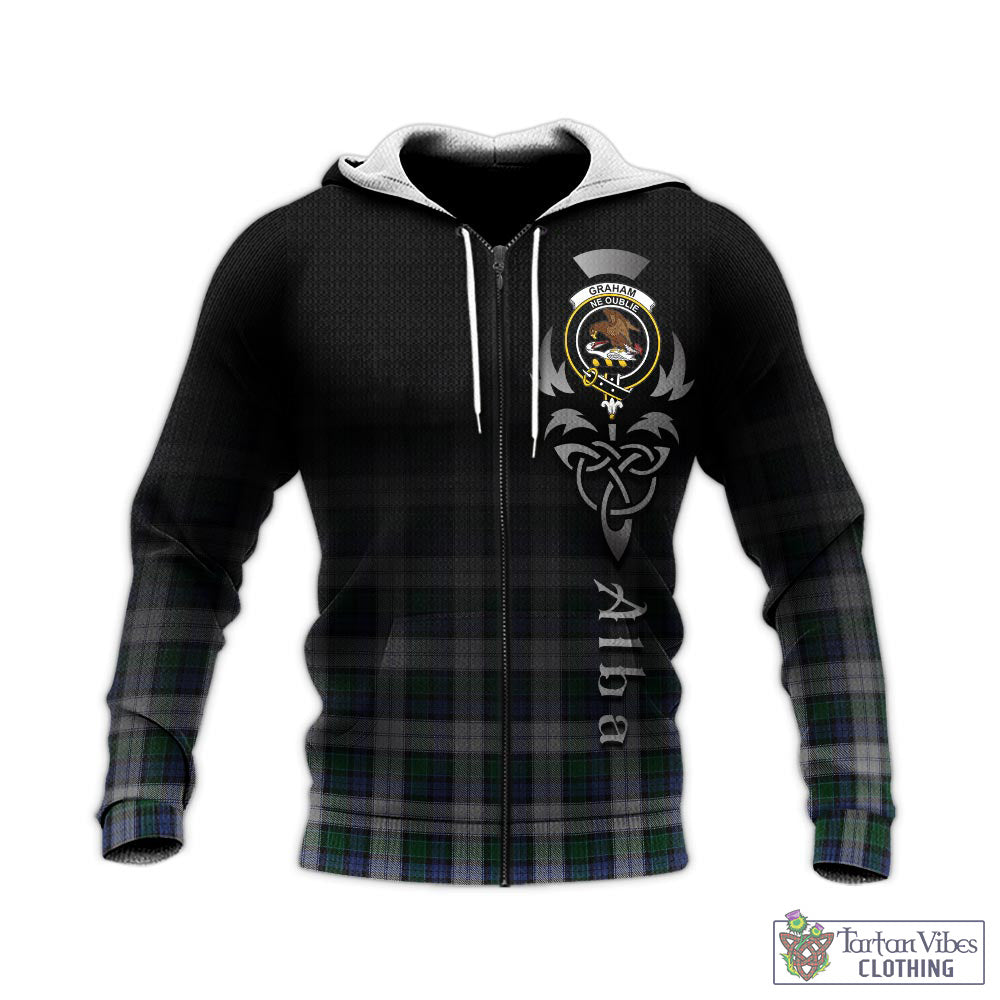 Tartan Vibes Clothing Graham Dress Tartan Knitted Hoodie Featuring Alba Gu Brath Family Crest Celtic Inspired