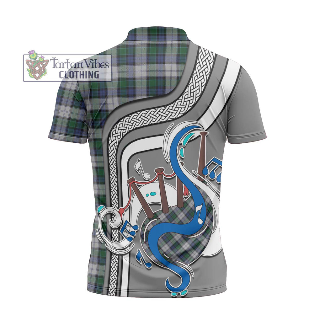 Graham Dress Tartan Zipper Polo Shirt with Epic Bagpipe Style - Tartanvibesclothing Shop