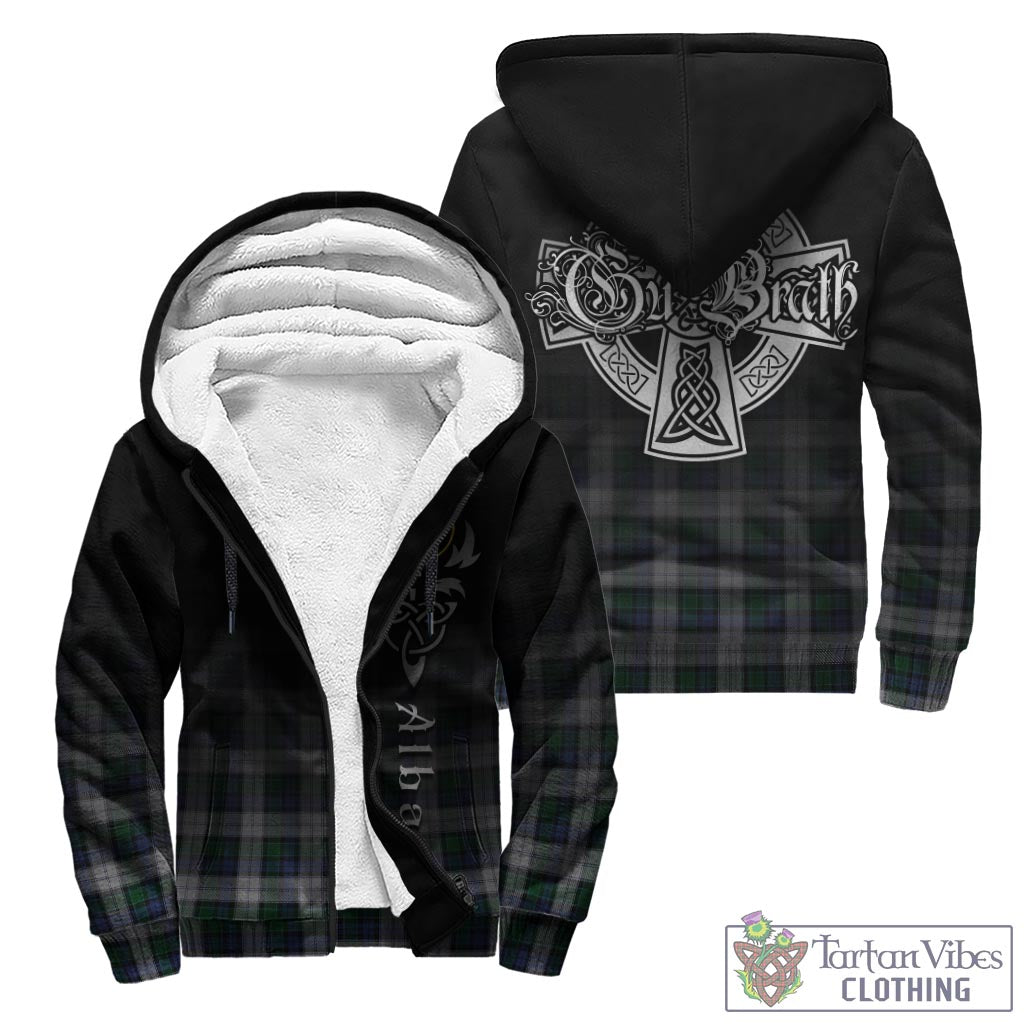 Tartan Vibes Clothing Graham Dress Tartan Sherpa Hoodie Featuring Alba Gu Brath Family Crest Celtic Inspired