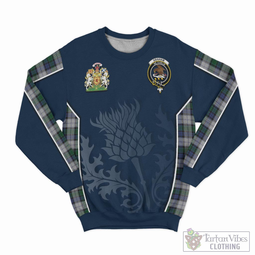 Tartan Vibes Clothing Graham Dress Tartan Sweatshirt with Family Crest and Scottish Thistle Vibes Sport Style