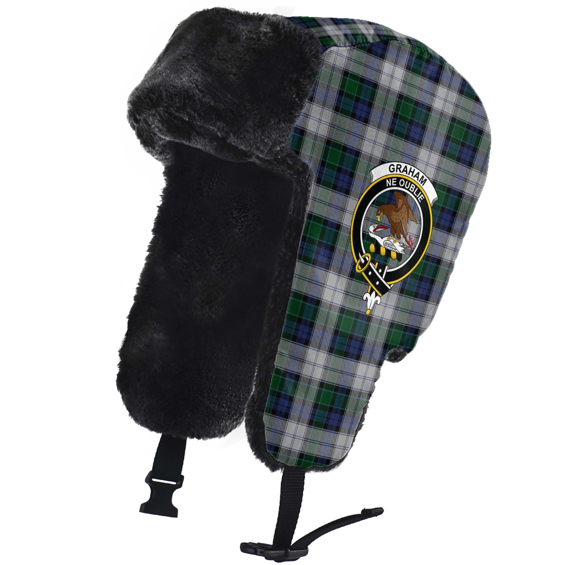 Graham Dress Tartan Winter Trapper Hat with Family Crest - Tartanvibesclothing