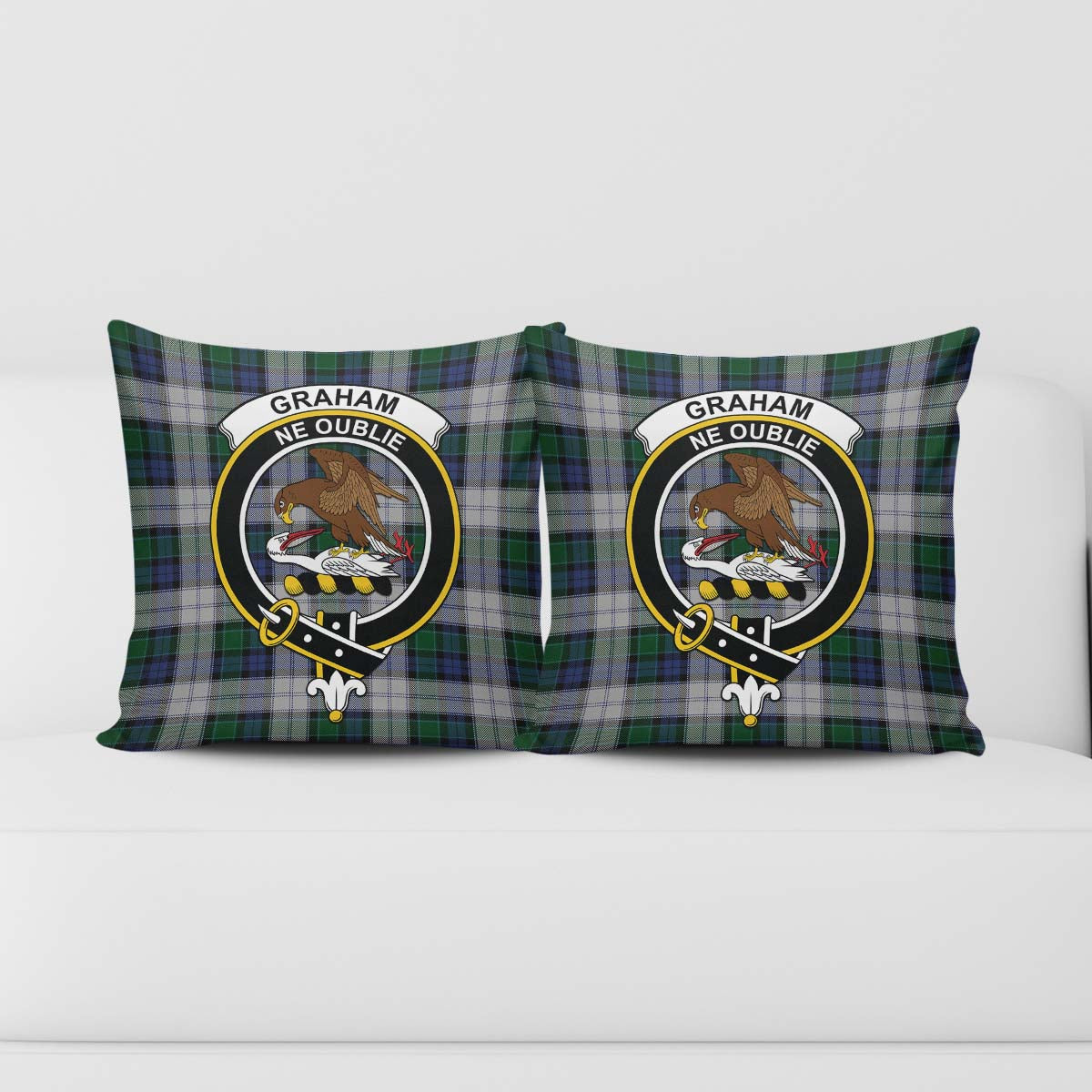 Graham Dress Tartan Pillow Cover with Family Crest - Tartanvibesclothing