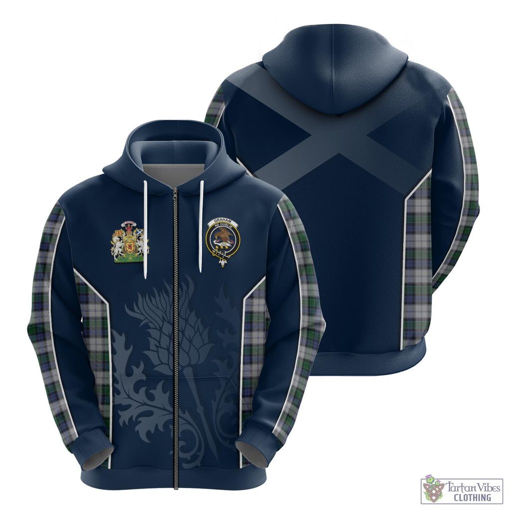 Tartan Vibes Clothing Graham Dress Tartan Hoodie with Family Crest and Scottish Thistle Vibes Sport Style