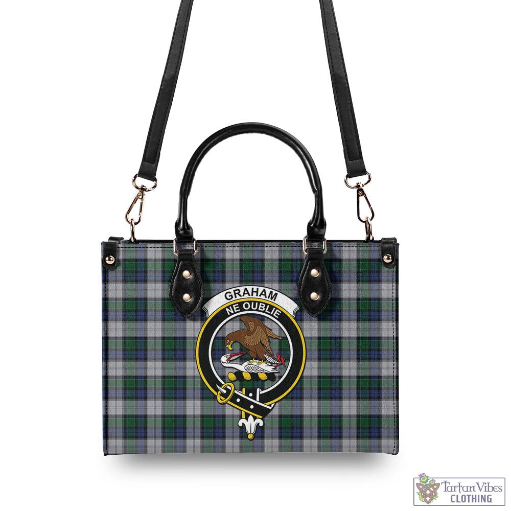 Tartan Vibes Clothing Graham Dress Tartan Luxury Leather Handbags with Family Crest