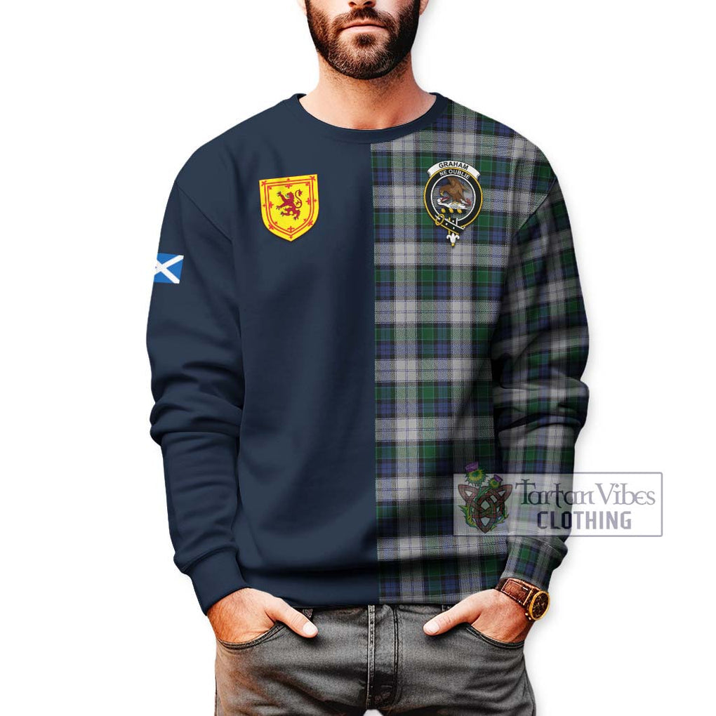 Tartan Vibes Clothing Graham Dress Tartan Sweatshirt with Scottish Lion Royal Arm Half Style