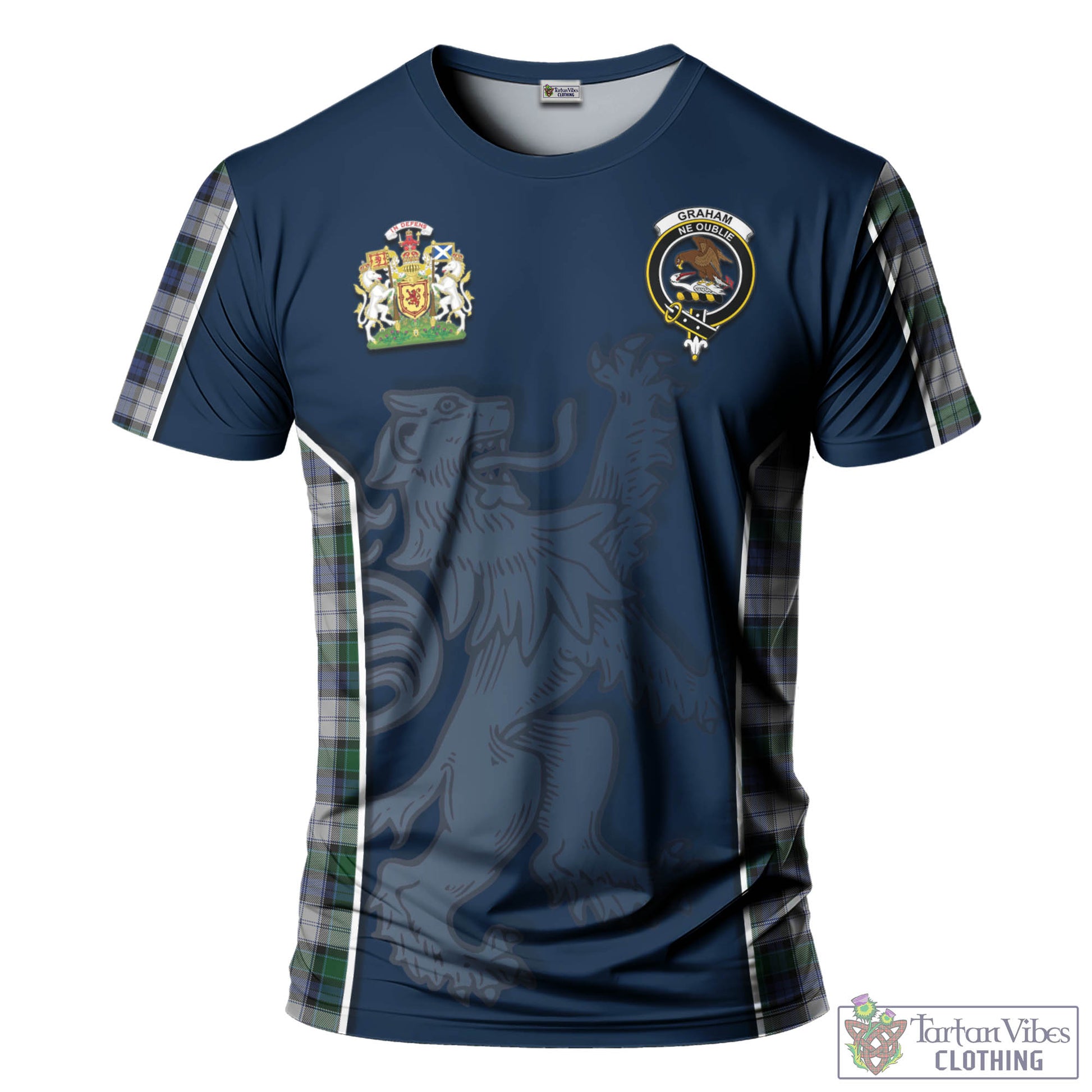 Tartan Vibes Clothing Graham Dress Tartan T-Shirt with Family Crest and Lion Rampant Vibes Sport Style