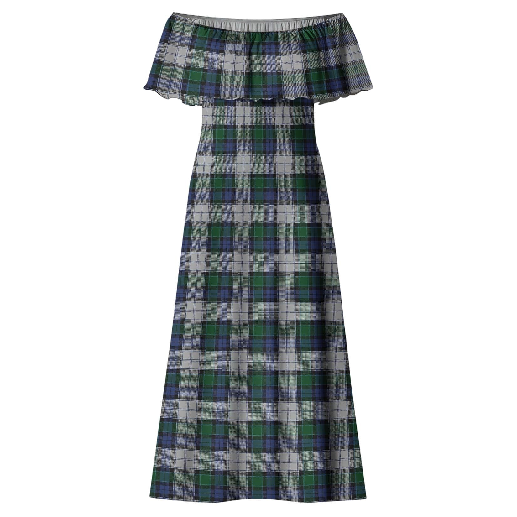 Graham Dress Tartan Off Shoulder Long Dress - Tartanvibesclothing