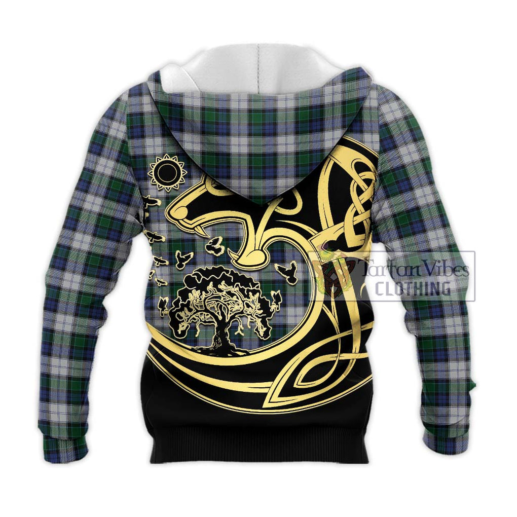 Graham Dress Tartan Knitted Hoodie with Family Crest Celtic Wolf Style - Tartan Vibes Clothing