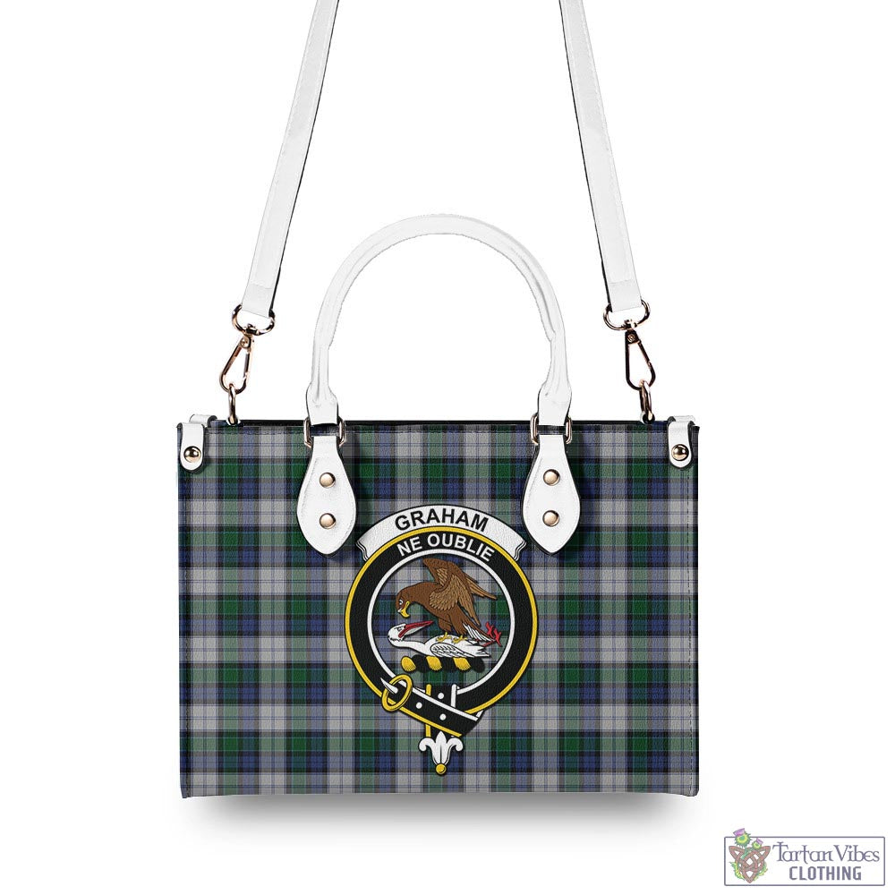 Tartan Vibes Clothing Graham Dress Tartan Luxury Leather Handbags with Family Crest