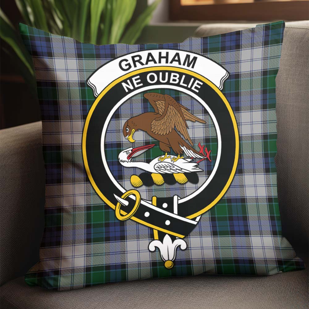 Graham Dress Tartan Pillow Cover with Family Crest - Tartanvibesclothing