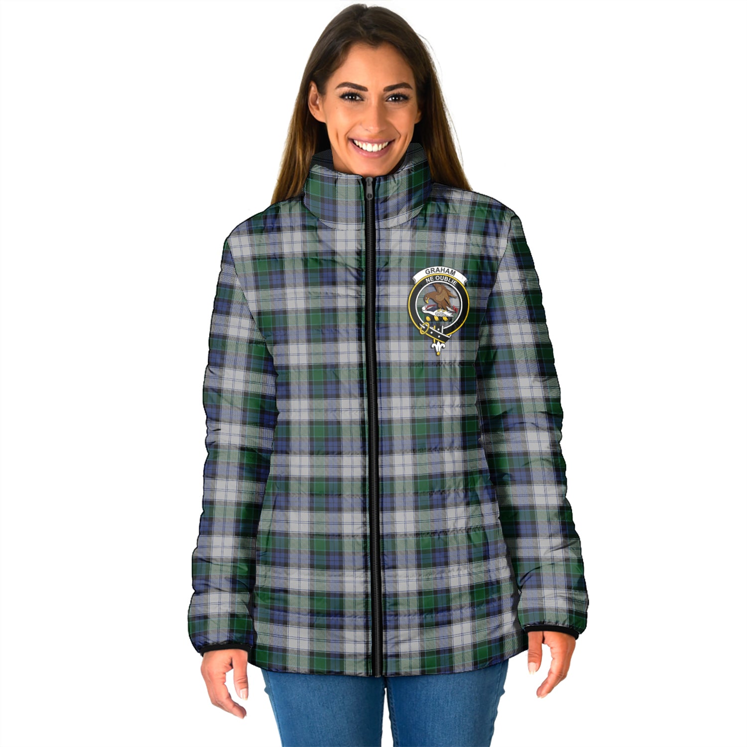 Graham Dress Tartan Padded Jacket with Family Crest - Tartan Vibes Clothing