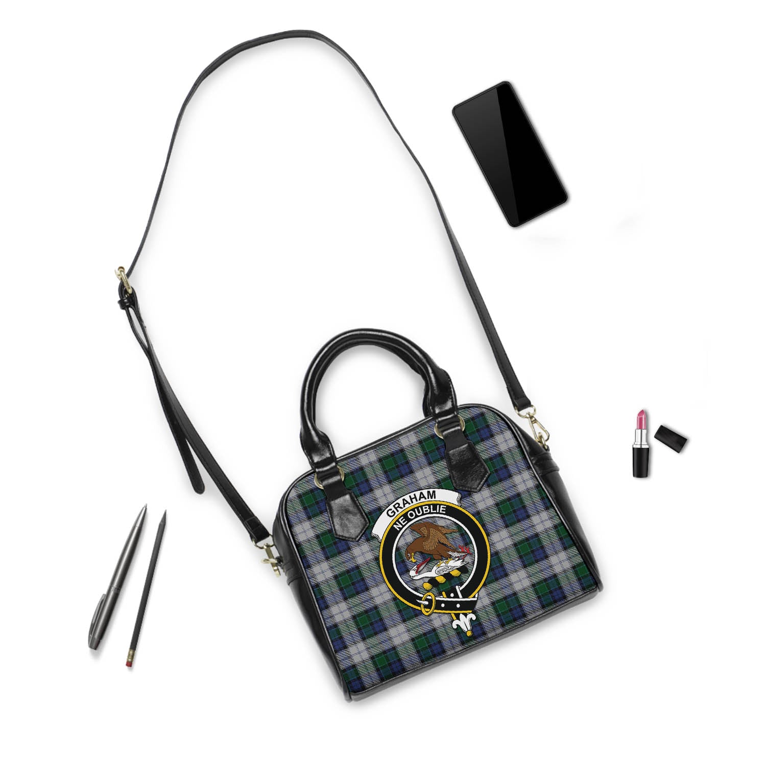 Graham Dress Tartan Shoulder Handbags with Family Crest - Tartanvibesclothing