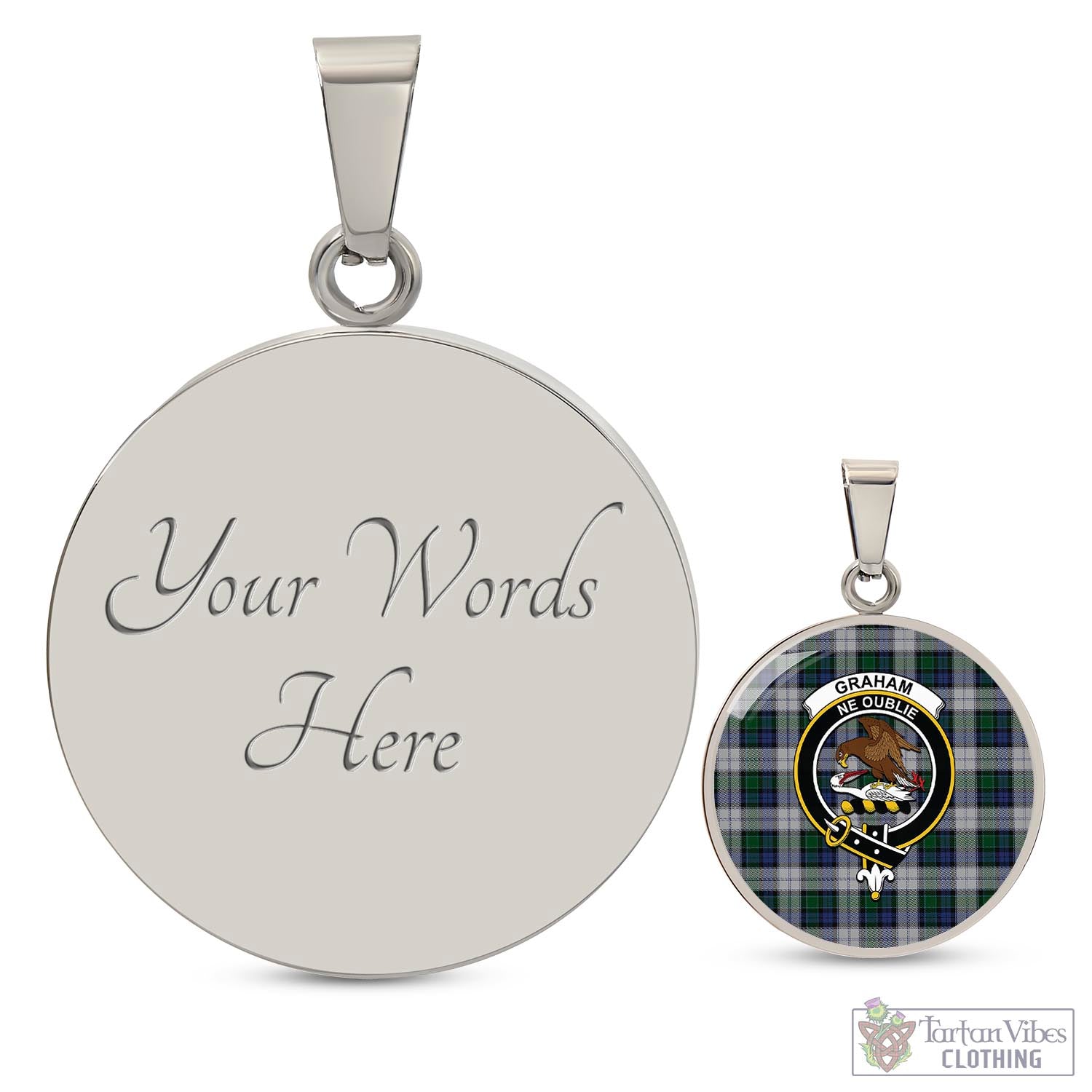 Tartan Vibes Clothing Graham Dress Tartan Circle Necklace with Family Crest