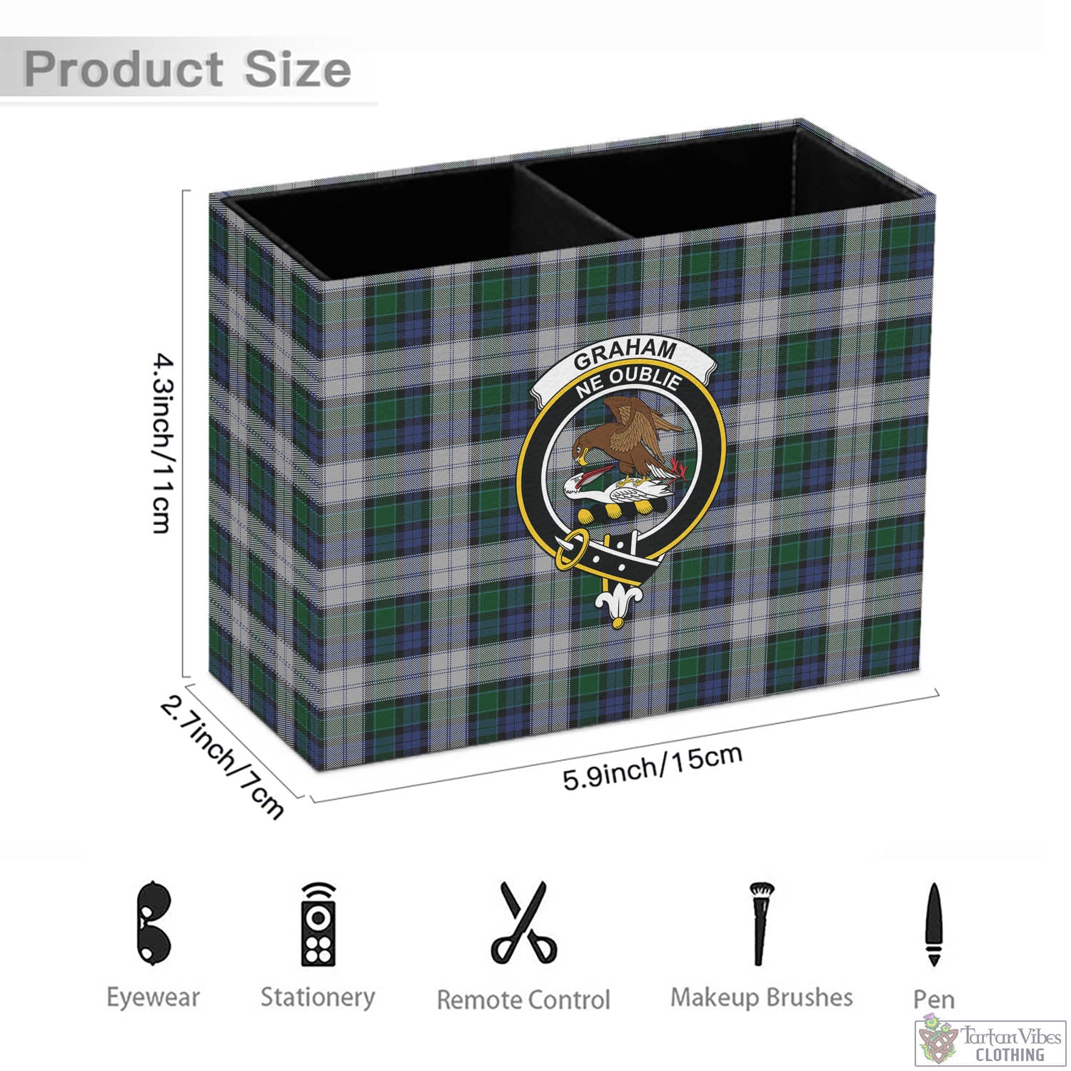 Tartan Vibes Clothing Graham Dress Tartan Pen Holder with Family Crest