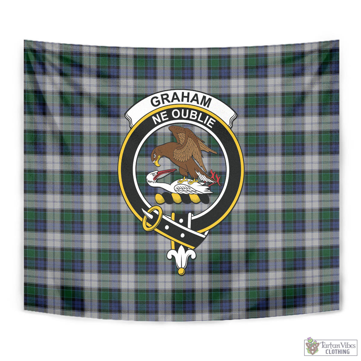 Tartan Vibes Clothing Graham Dress Tartan Tapestry Wall Hanging and Home Decor for Room with Family Crest