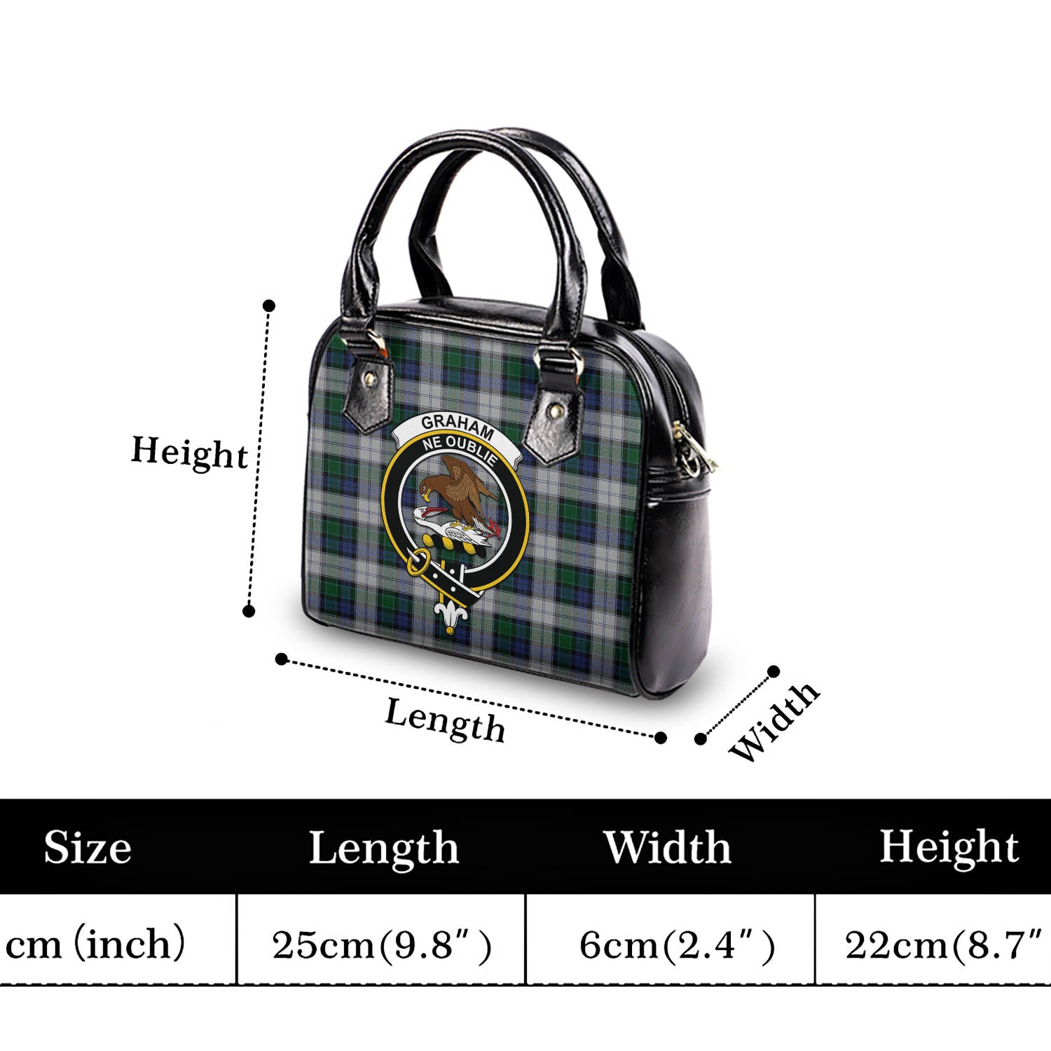 Graham Dress Tartan Shoulder Handbags with Family Crest - Tartanvibesclothing