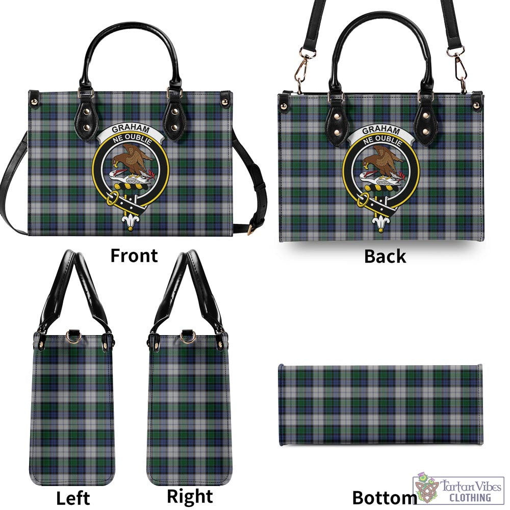 Tartan Vibes Clothing Graham Dress Tartan Luxury Leather Handbags with Family Crest