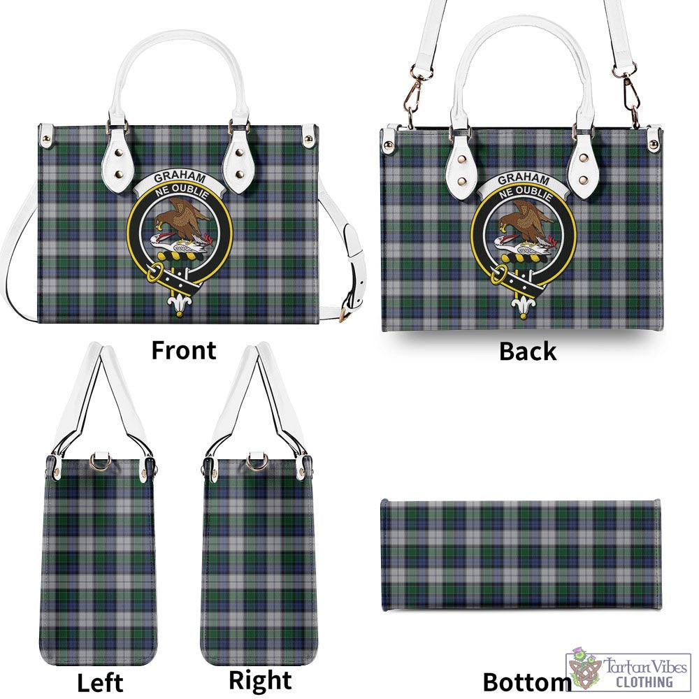 Tartan Vibes Clothing Graham Dress Tartan Luxury Leather Handbags with Family Crest