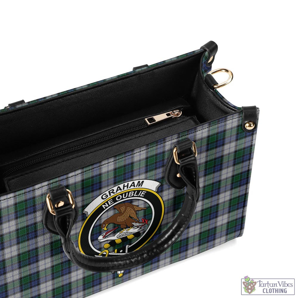 Tartan Vibes Clothing Graham Dress Tartan Luxury Leather Handbags with Family Crest