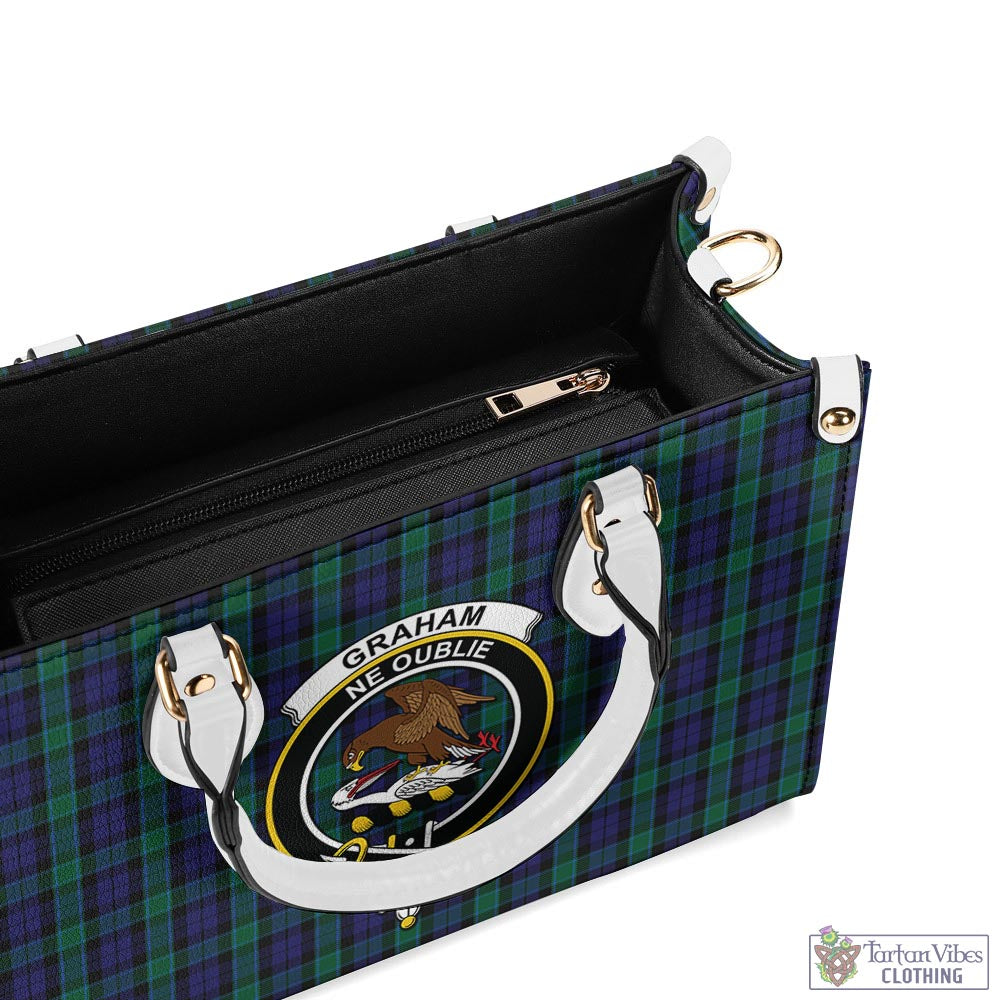 Tartan Vibes Clothing Graham of Menteith Tartan Luxury Leather Handbags with Family Crest