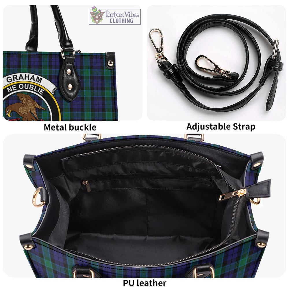 Tartan Vibes Clothing Graham of Menteith Tartan Luxury Leather Handbags with Family Crest