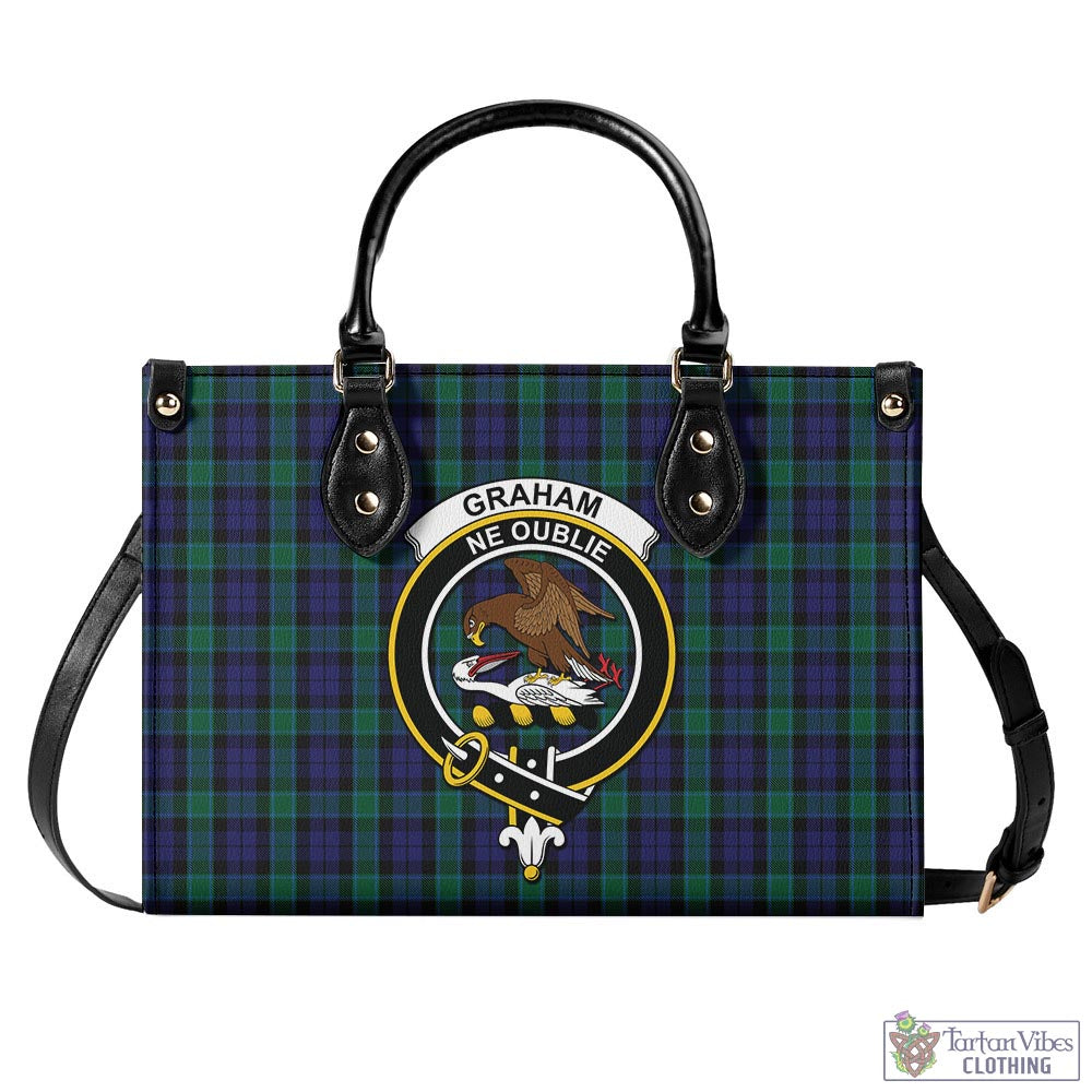 Tartan Vibes Clothing Graham of Menteith Tartan Luxury Leather Handbags with Family Crest