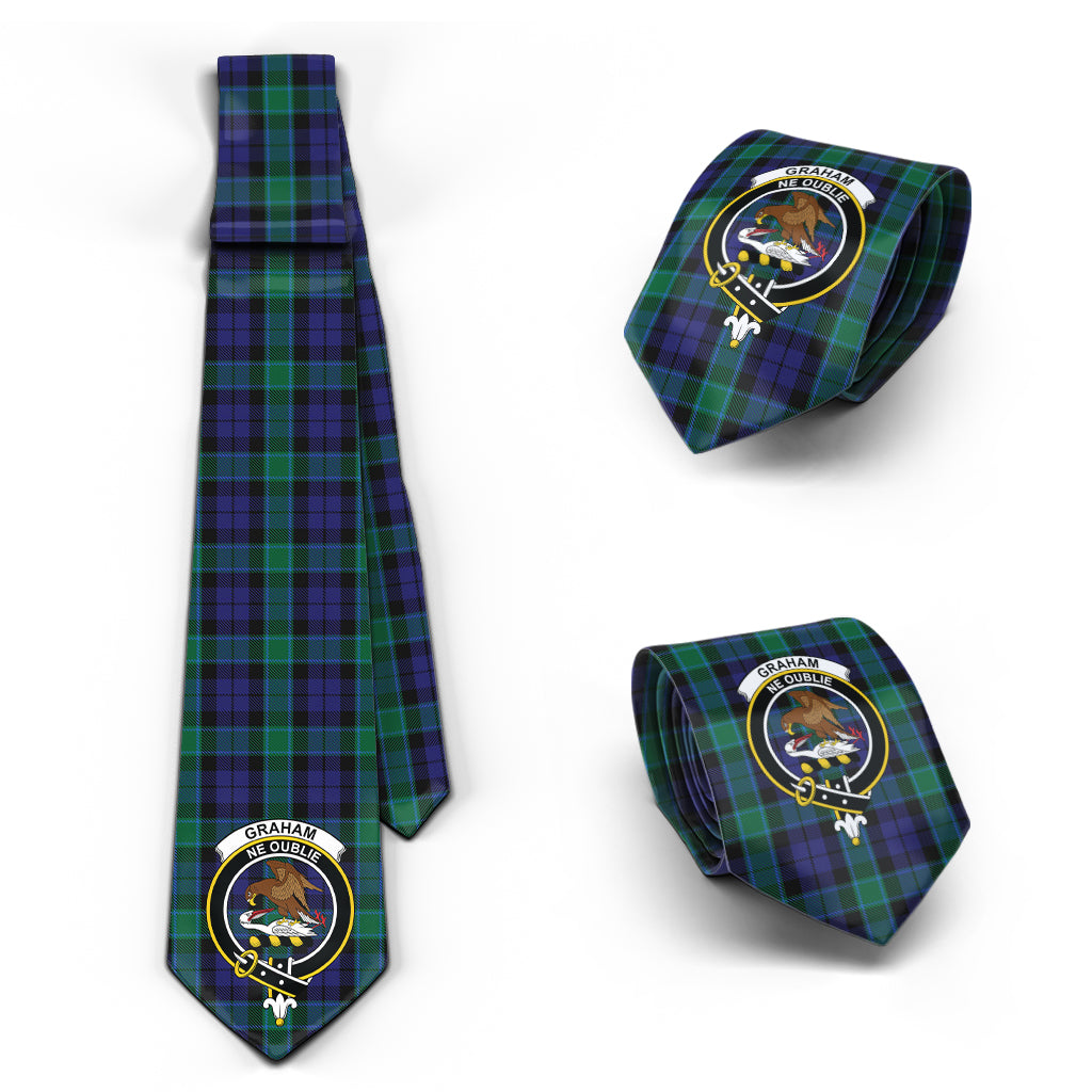 Graham of Menteith Tartan Classic Necktie with Family Crest Necktie One Size - Tartan Vibes Clothing